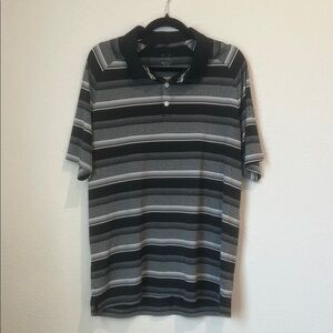 Oakley Men's Polo Shirt - Black and Gray Stripes